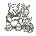 Winnie the Pooh with Tigger Piglet and Eeyore tattoo design idea