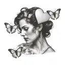 woman sending  love hearts tattoo design idea