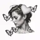 woman sending  love hearts tattoo design idea