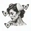 woman sending  love hearts tattoo design idea