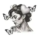 woman sending  love hearts tattoo design idea