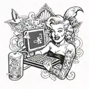 marilyn monroe play computer game  tattoo design idea