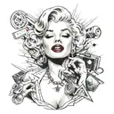 marilyn monroe play computer game  tattoo design idea