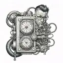 time travel machine operator working tattoo design idea