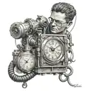 time travel machine operator working tattoo design idea