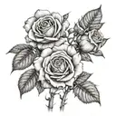 Torned roses on a tall stem growing tattoo design idea