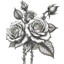 Torned roses on a tall stem growing tattoo design idea