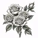 Torned roses on a tall stem growing tattoo design idea