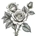Torned roses on a tall stem growing tattoo design idea