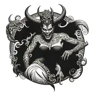 Scary devil with a height tattoo design idea