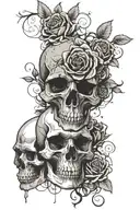roses and skulls representing dark periods tattoo design idea