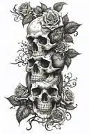 roses and skulls representing dark periods tattoo design idea