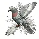 pigeon feathers falling tattoo design idea