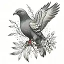 pigeon feathers falling tattoo design idea