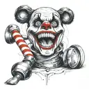 "ultra-realistic" harley quin circus mallet tattoo design idea