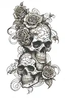 roses and skulls wire wrapped around its tattoo design idea