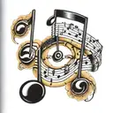 "ultra realistic" notes floating musical notes tattoo design idea