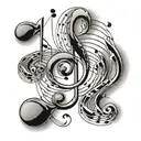 "ultra realistic" notes floating musical notes tattoo design idea