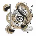 "ultra realistic" notes floating musical notes tattoo design idea