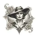Resident evil lady Dimitrescu with big hat tattoo design idea