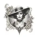 Resident evil lady Dimitrescu with big hat tattoo design idea
