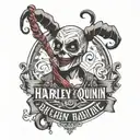 "ultra-realistic" harley quinn CLUB LOGO ALL tattoo design idea