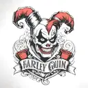 "ultra-realistic" harley quinn CLUB LOGO ALL tattoo design idea