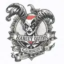 "ultra-realistic" harley quinn CLUB LOGO ALL tattoo design idea