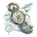 time machine Travel in time cast a spell tattoo design idea