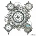 time machine Travel in time cast a spell tattoo design idea
