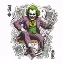 "ultra-realistic" joker playing card tattoo design idea