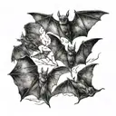 "ultra realistic" 100 small bats flying tattoo design idea