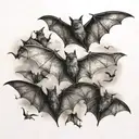 "ultra realistic" 100 small bats flying tattoo design idea