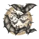 "ultra realistic" 100 small bats flying tattoo design idea