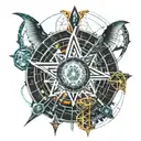 time machine Travel in time cast a spell tattoo design idea