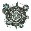 time machine Travel in time cast a spell tattoo design idea