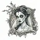 Emily Corpse Bride wielding  tattoo design idea