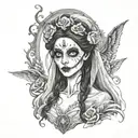 Emily Corpse Bride wielding  tattoo design idea