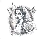 Emily Corpse Bride wielding  tattoo design idea
