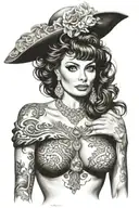 Deamon looks like sophia loren   With huge breast  Stand Posing Tattoo tattoo design idea