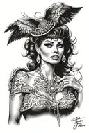 Deamon looks like sophia loren   With huge breast  Stand Posing Tattoo tattoo design idea