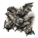 "ultra realistic" small bats flying around tattoo design idea