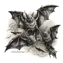 "ultra realistic" small bats flying around tattoo design idea