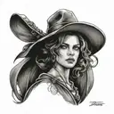 Resident evil lady Dimitrescu with big hat tattoo design idea