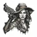 Resident evil lady Dimitrescu with big hat tattoo design idea