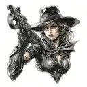 Resident evil lady Dimitrescu with big hat tattoo design idea