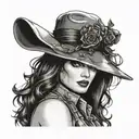 Resident evil lady Dimitrescu with big hat tattoo design idea