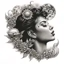 woman kissing the sun tattoo tattoo design idea