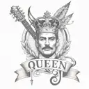 Queen logo rock band tattoo  Music notes Freddie Mercury  tattoo design idea