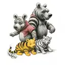 Winnie the Pooh with friends "Tigger,piglet, Eeyore" tattoo design idea